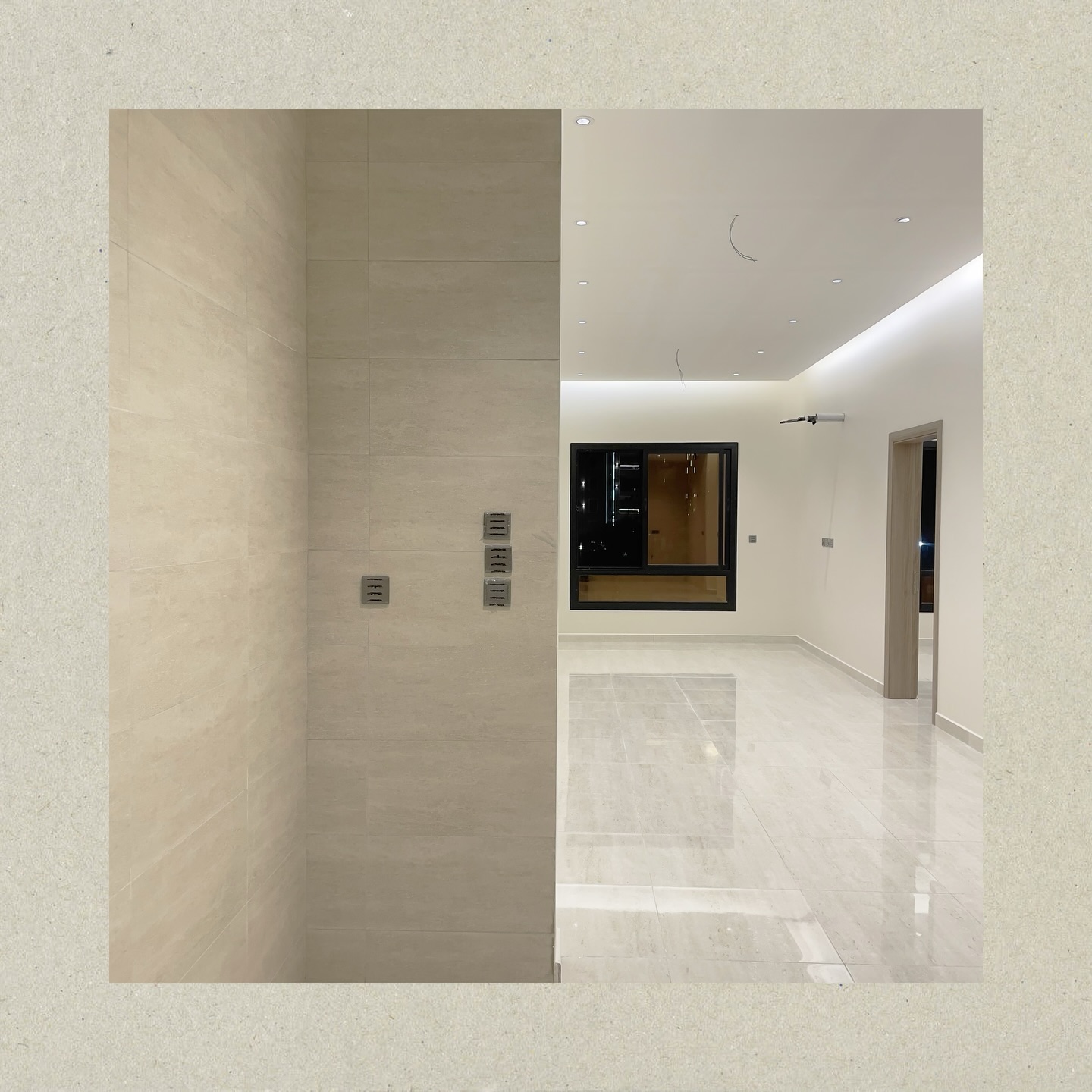 صالة معيشة فارغة تظهر مساحة شقق مشروع مشروع البنيان الاولى ٢٢٧ | ٢٢٨